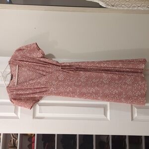 Pink Floral Wrap Dress